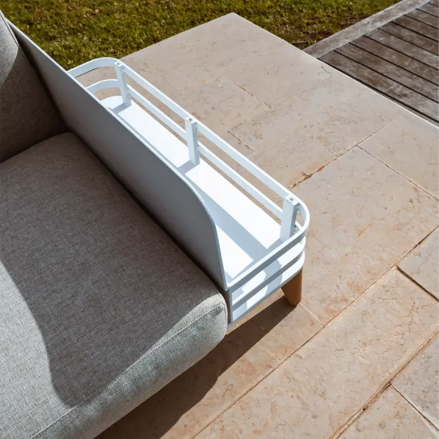 Eminza Méridienne De Jardin En Aluminium Monte Carlo Blanc Et Taupe