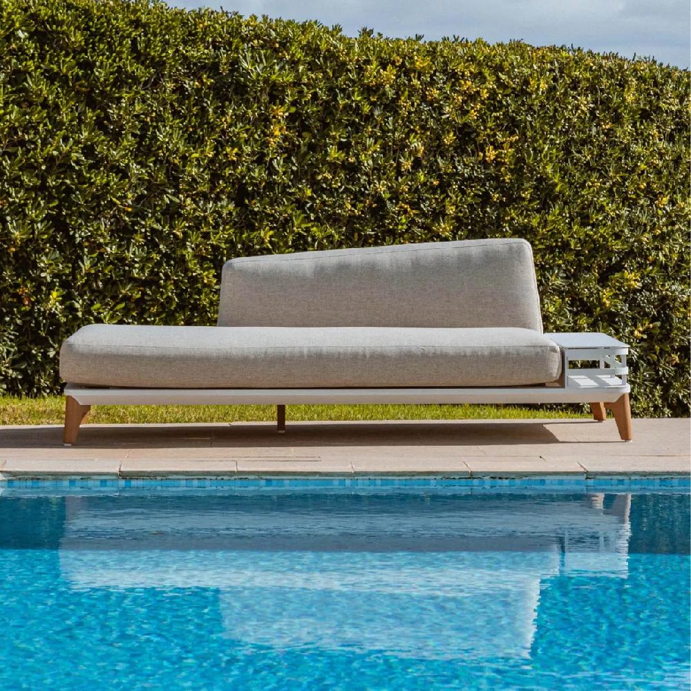 eminza Méridienne de jardin en aluminium Monte Carlo Blanc et taupe