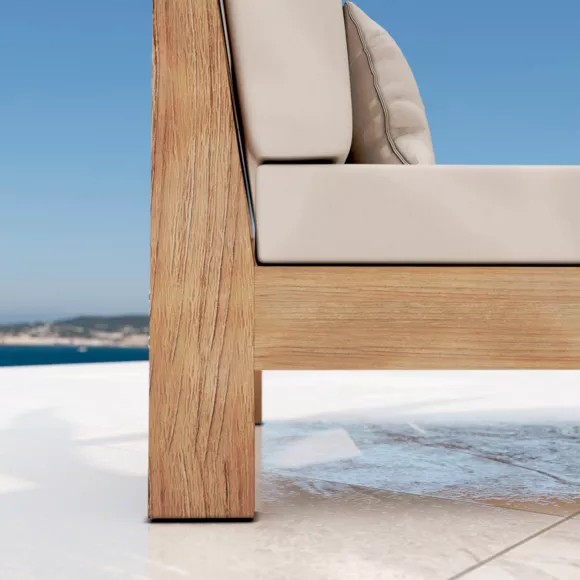 Eminza Méridienne De Jardin En Bois D'acacia Bornéo Sable