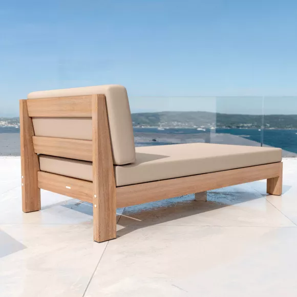 Eminza Méridienne De Jardin En Bois D'acacia Bornéo Sable