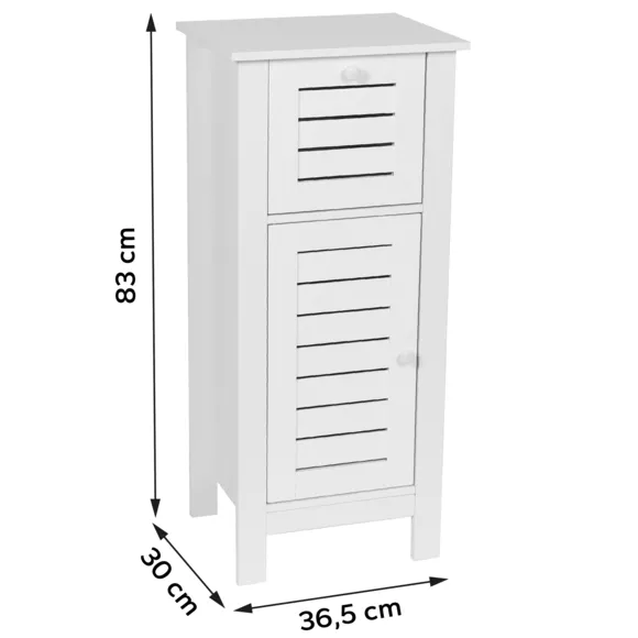 Eminza Meuble Bas De Salle De Bain (37 X H83 Cm) Santorin Blanc