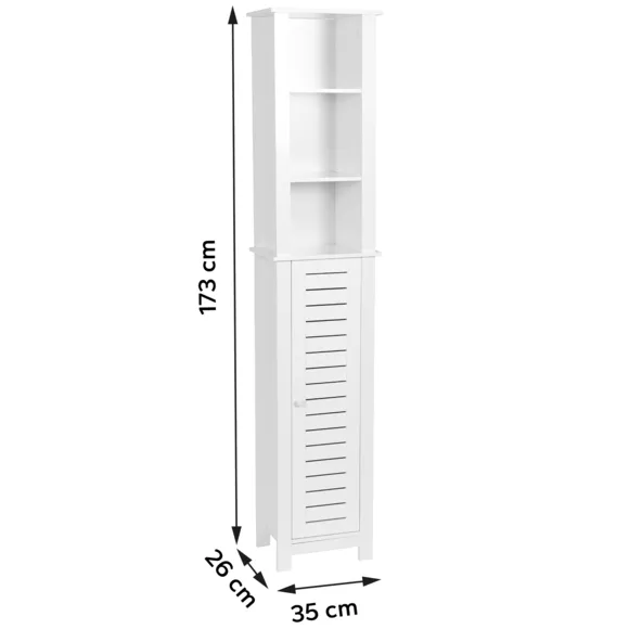 Eminza Meuble Colonne Salle De Bain (35 X H173 Cm) Santorin Blanc