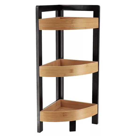 Eminza Meuble D'angle 3 étagères Bambou (23 X H61 Cm) Harmonie Noir