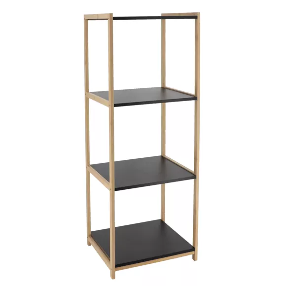 Eminza Meuble De Rangement Bambou 4 étagères (35 X H102 Cm) Harmonie Noir