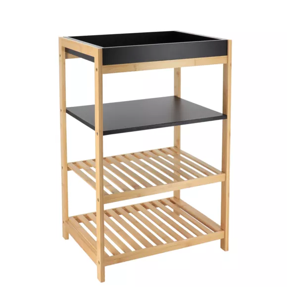 Eminza Meuble De Rangement Bambou 4 étagères (H70 Cm) Harmonie Noir