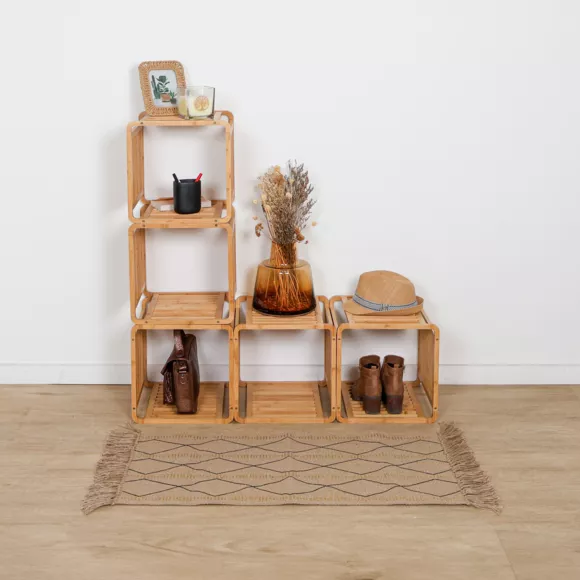 Eminza Meuble De Rangement Empilable (33 X H33 Cm) Smart Kube Naturel