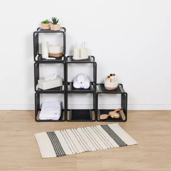 Eminza Meuble De Rangement Empilable (33 X H33 Cm) Smart Kube Noir