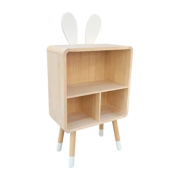 Eminza Meuble De Rangement Enfant 3 Cases Bois (H76 5 Cm) Lapin Beige