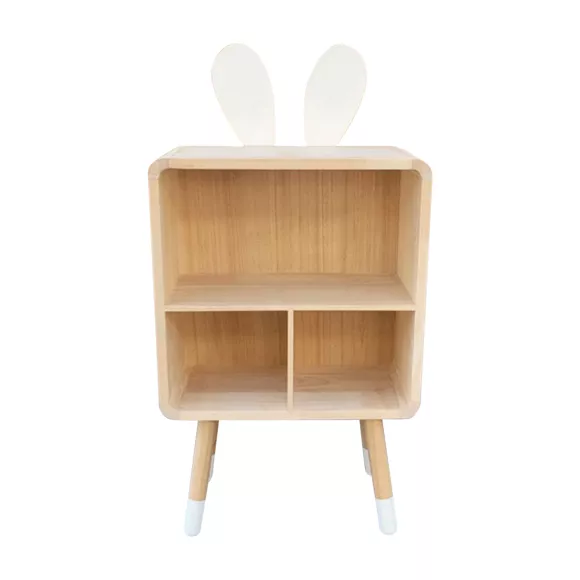 Eminza Meuble De Rangement Enfant 3 Cases Bois (H76 5 Cm) Lapin Beige