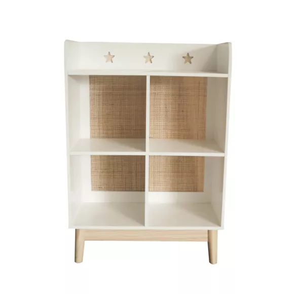 Eminza Meuble De Rangement Enfant Bois 4 Niches (H86 Cm) Stars Blanc