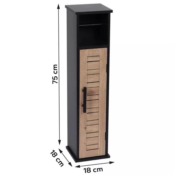Eminza Meuble Dérouleur Papier Toilette Avec Réserve (H75 Cm) Bergen Noir