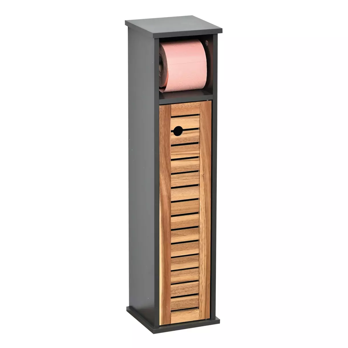 eminza Meuble dérouleur papier toilette avec réserve(H75 cm) Elément Acacia