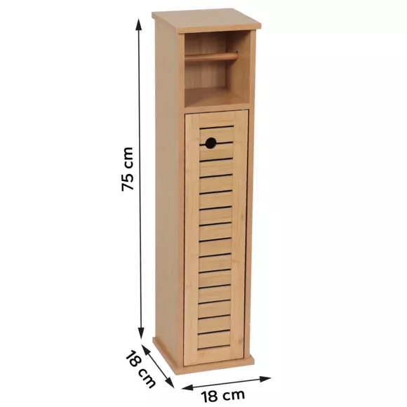 Eminza Meuble Dérouleur Papier Toilette Avec Réserve (H75 Cm) Trinidad Naturel