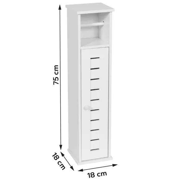 Eminza Meuble Dérouleur Papier Toilette Avec Réserve (H75 Cm) Santorin Blanc