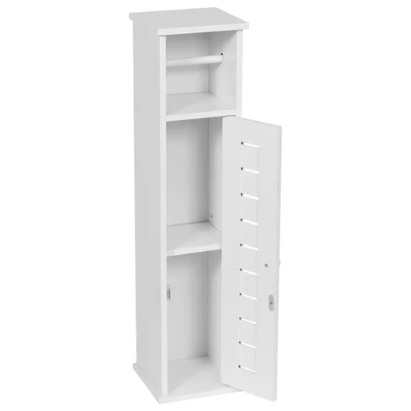 Eminza Meuble Dérouleur Papier Toilette Avec Réserve (H75 Cm) Santorin Blanc