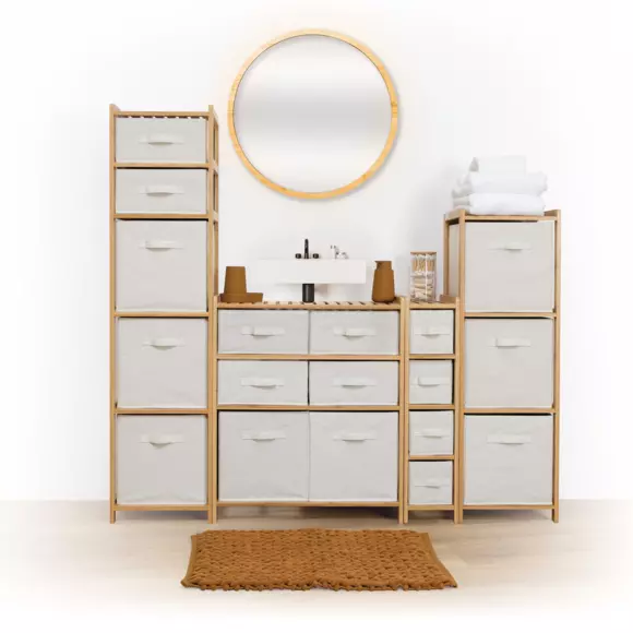 Eminza Meuble étroit Paniers 4 Niveaux (19 X H78.5 Cm) Tidy Box Ecru