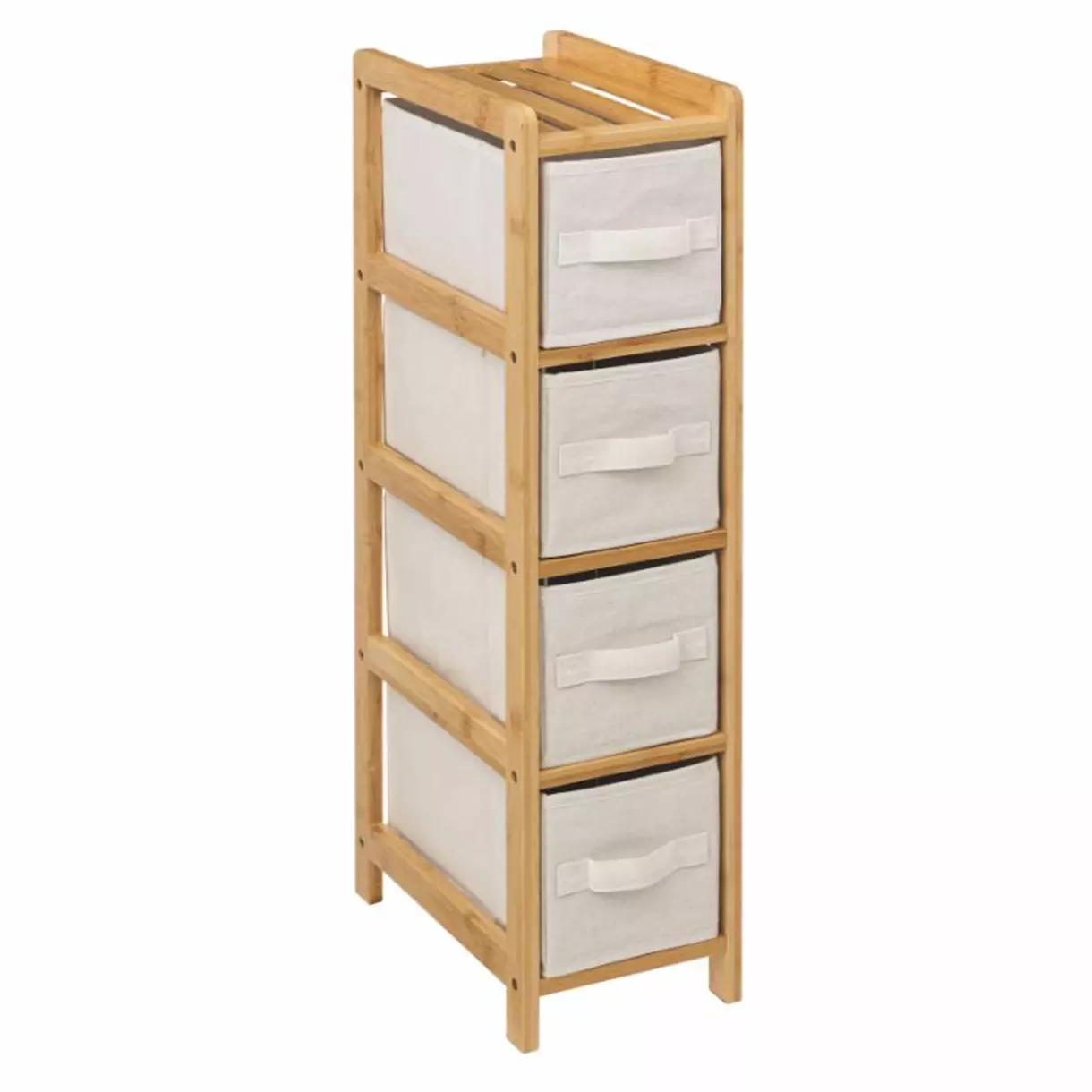 eminza Meuble étroit paniers 4 niveaux (19 x H78.5 cm) Tidy box Ecru