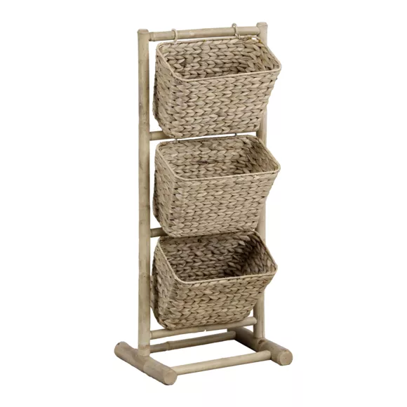 Eminza Meuble Incliné 3 Paniers Bambou Et Jacinthe D'eau (40 X H92 Cm) Bali