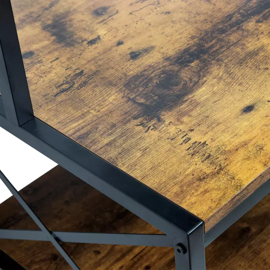 Eminza Meuble Range-bouteilles Industriel 10 Emplacements Et Porte-verres (H178 Cm) Léon Marron