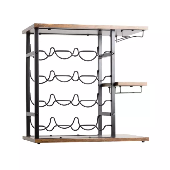 Eminza Meuble Range-bouteilles Industriel 12 Emplacements Et Porte-verres (H50 Cm) Arthur Noir