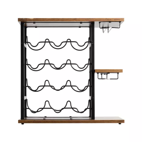 Eminza Meuble Range-bouteilles Industriel 12 Emplacements Et Porte-verres (H50 Cm) Arthur Noir