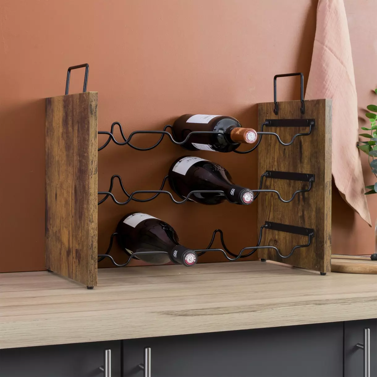 eminza Meuble range-bouteilles industriel 12 emplacements (H40 cm) Lucas Noir