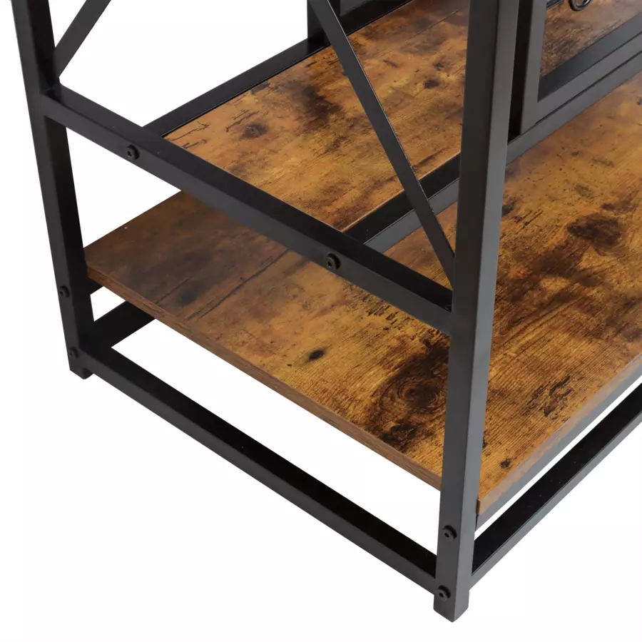 Eminza Meuble Range-bouteilles Industriel 12 Emplacements Et Porte-verres (H86 Cm) Louis Marron