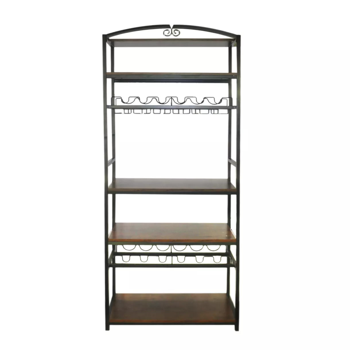 eminza Meuble range-bouteilles industriel 12 emplacements et porte-verres (H180 cm) Pablo Marron