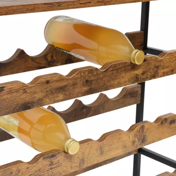 Eminza Meuble Range-bouteilles Industriel 18 Emplacements Et Porte-verres (H100 Cm) Hugo Marron