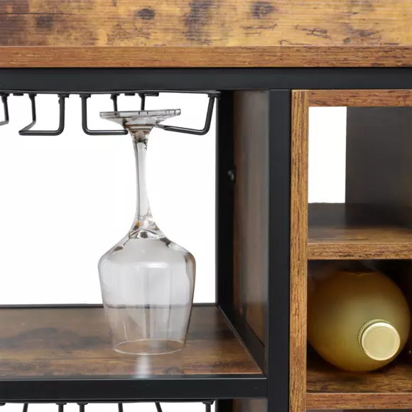 Eminza Meuble Range-bouteilles Industriel 18 Emplacements Et Porte-verres (H82 Cm) Paul Marron