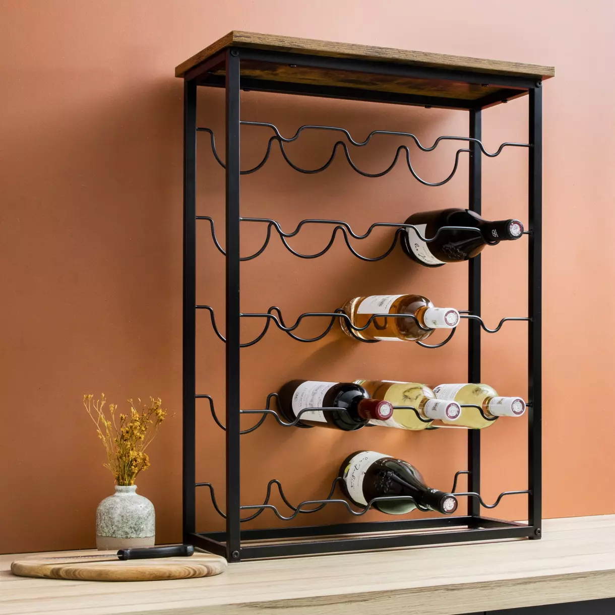 eminza Meuble range-bouteilles industriel 20 emplacements (H74 cm) Victor Noir