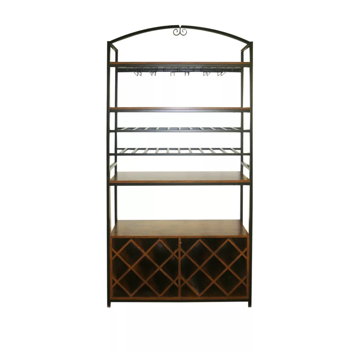 eminza Meuble range-bouteilles industriel 32 emplacements et porte-verres (H180 cm) Marceau Marron