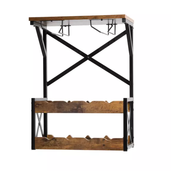 Eminza Meuble Range-bouteilles Industriel 8 Emplacements Et Porte-verres (H56 Cm) Tiago Noir