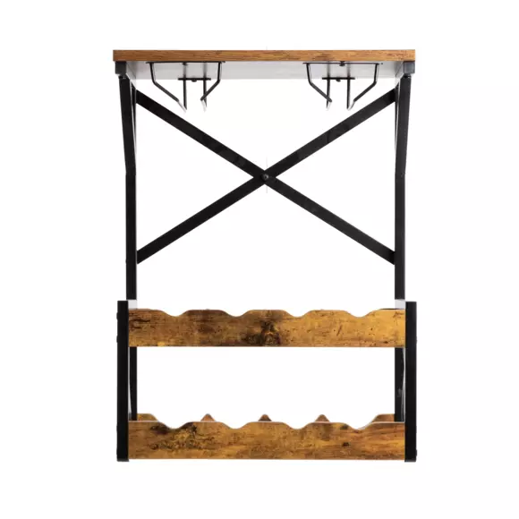 Eminza Meuble Range-bouteilles Industriel 8 Emplacements Et Porte-verres (H56 Cm) Tiago Noir