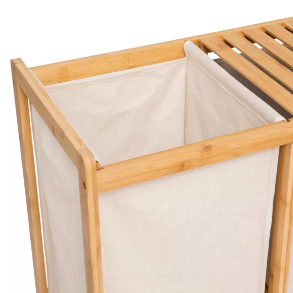 Eminza Meuble Rangement 2 Paniers Et Panier à Linge (82 X H78 5 Cm) Tidy Box Ecru