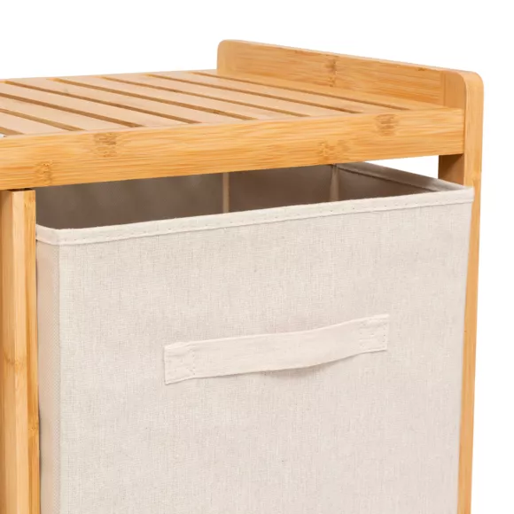 Eminza Meuble Rangement 2 Paniers Et Panier à Linge (82 X H78 5 Cm) Tidy Box Ecru