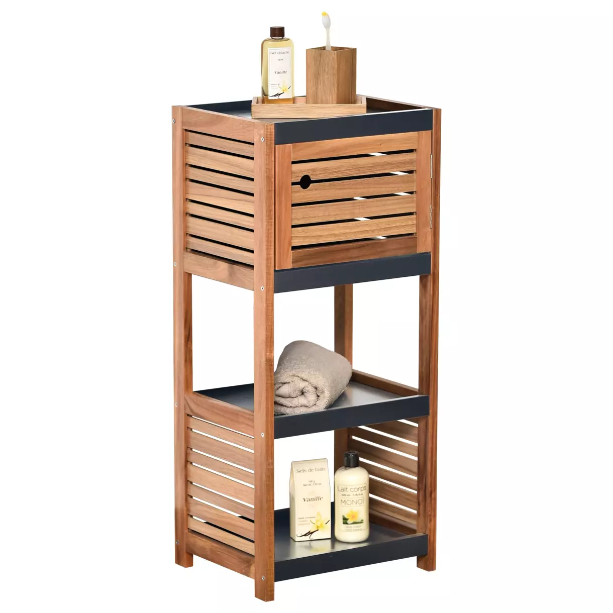 eminza Meuble rangement 4 étagères (36 x H83 cm) Elément Acacia