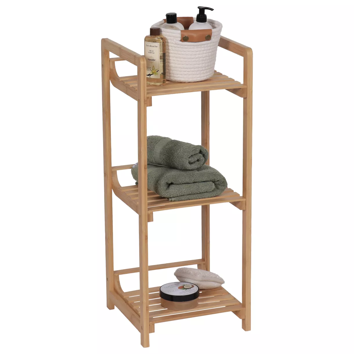 eminza Meuble rangement bambou 3 étagères (30 x H75 cm) Harmonie Naturel