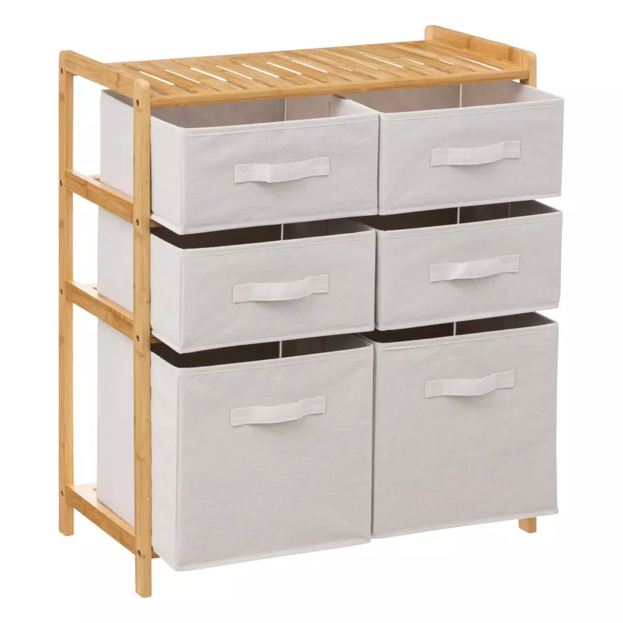 Eminza Meuble Rangement Paniers 6 Niveaux (66 X H78.5 Cm) Tidy Box Ecru
