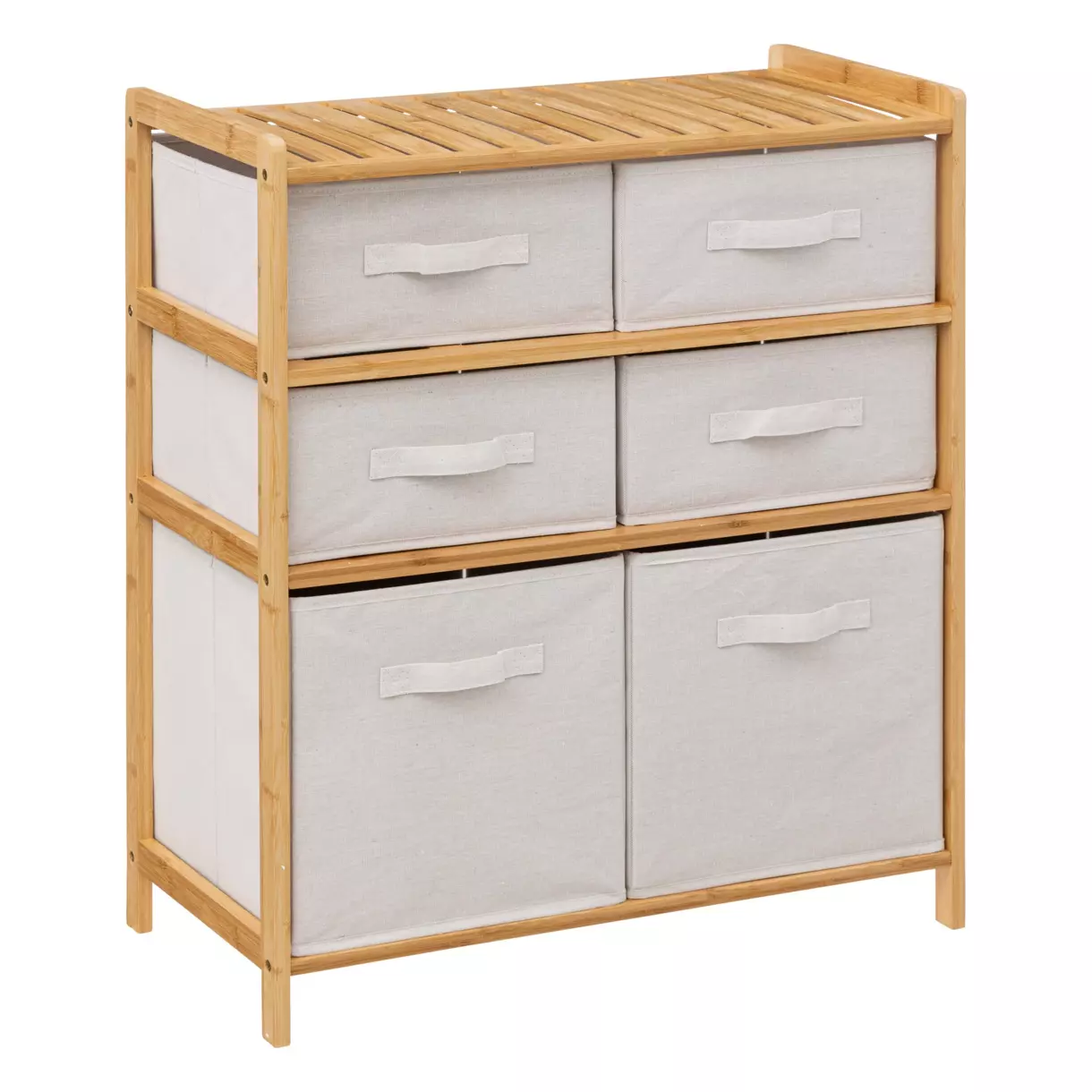 eminza Meuble rangement paniers 6 niveaux (66 x H78.5 cm) Tidy box Ecru