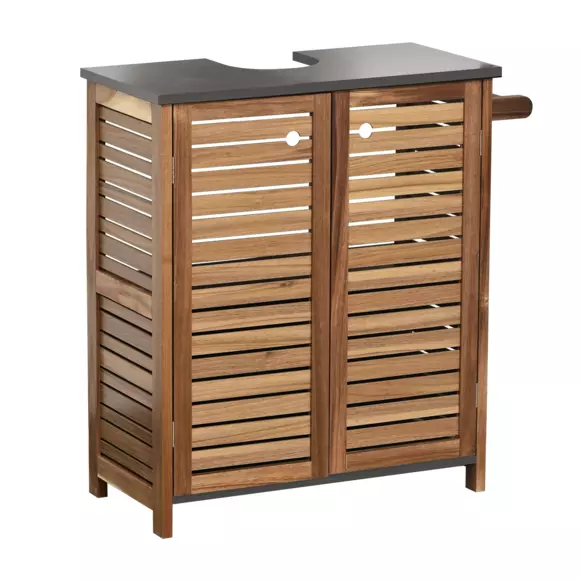 Eminza Meuble Sous Lavabo Avec Porte Serviette (66 X H70 Cm) Elément Acacia