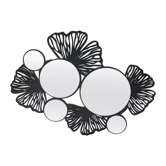 Eminza Miroir Et Décoration Murale En Bois (77 Cm) Ginkgo Noir