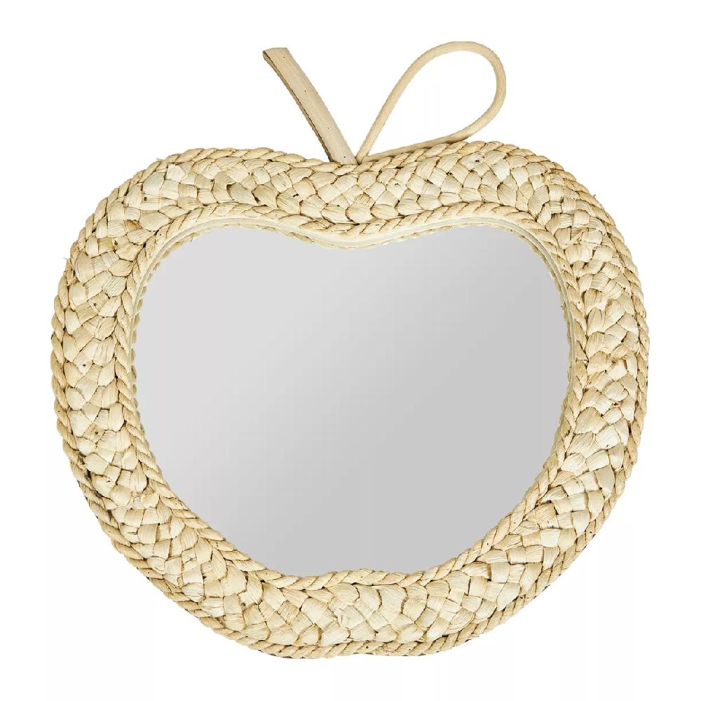 eminza Miroir mural corde tressée (30 x 32 cm) Pomme Beige