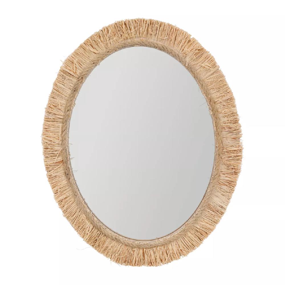 eminza Miroir mural en fibres naturelles (H50 cm) Ovale Bohème Beige