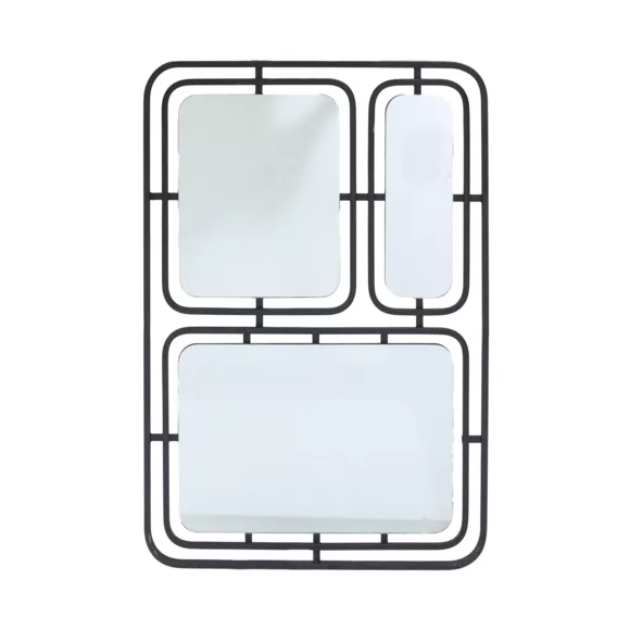 Eminza Miroir Mural En Métal (H80 Cm) Reflet Métallique Noir