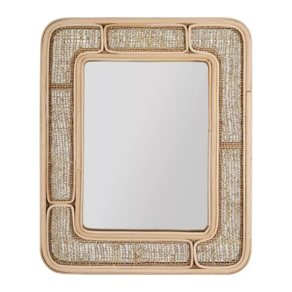 Eminza Miroir Mural Rectangulaire En Rotin (H39 Cm) Dalila Naturel