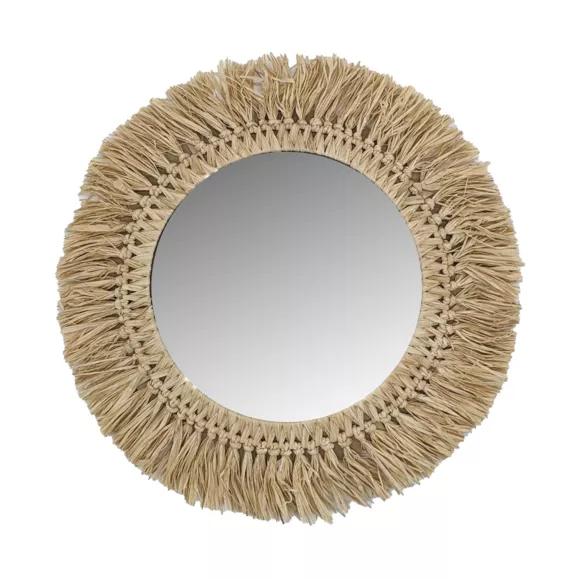 Eminza Miroir Mural Rond En Fibres Naturelles (D50 Cm) Makira Beige