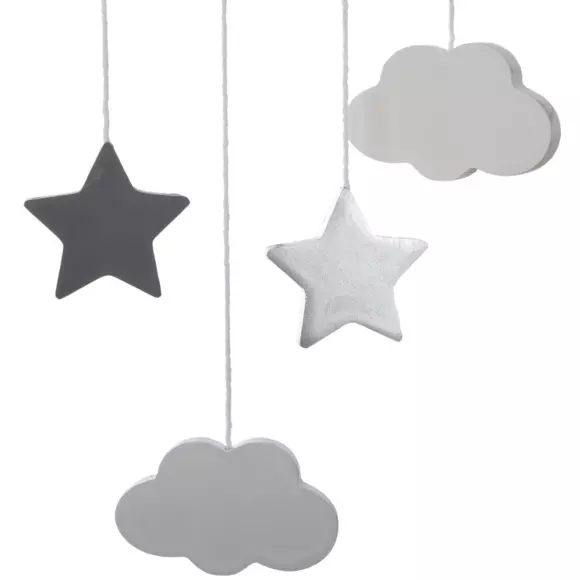 Eminza Mobile Bébé Bois Et Coton (H43.5 Cm) Lune Gris
