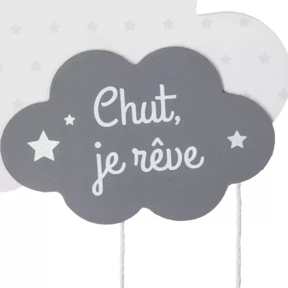 Eminza Mobile Bébé Bois Et Coton (H57.5 Cm) Nuage Gris
