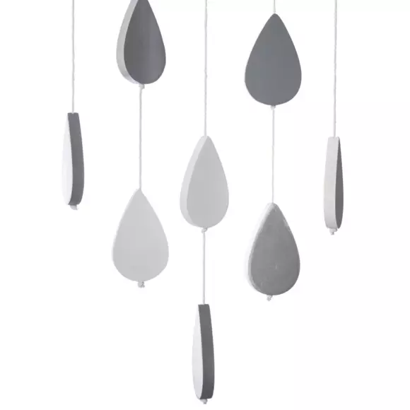 Eminza Mobile Bébé Bois Et Coton (H57.5 Cm) Nuage Gris